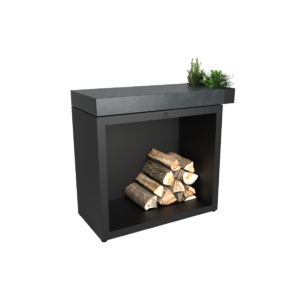 Pracovní stůl OFYR Butcher Block Storage 90 - praktický stůl pro vaření, servírování a ukládání dřeva (přípl. provedení černý lak s keram. deskou)