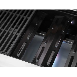 Plynový gril Grandpro PREMIUM G4 s bočním hořákem - kvalitní a elegantní gril pro rodinné grilování (detail roštu a krytek hořáků)